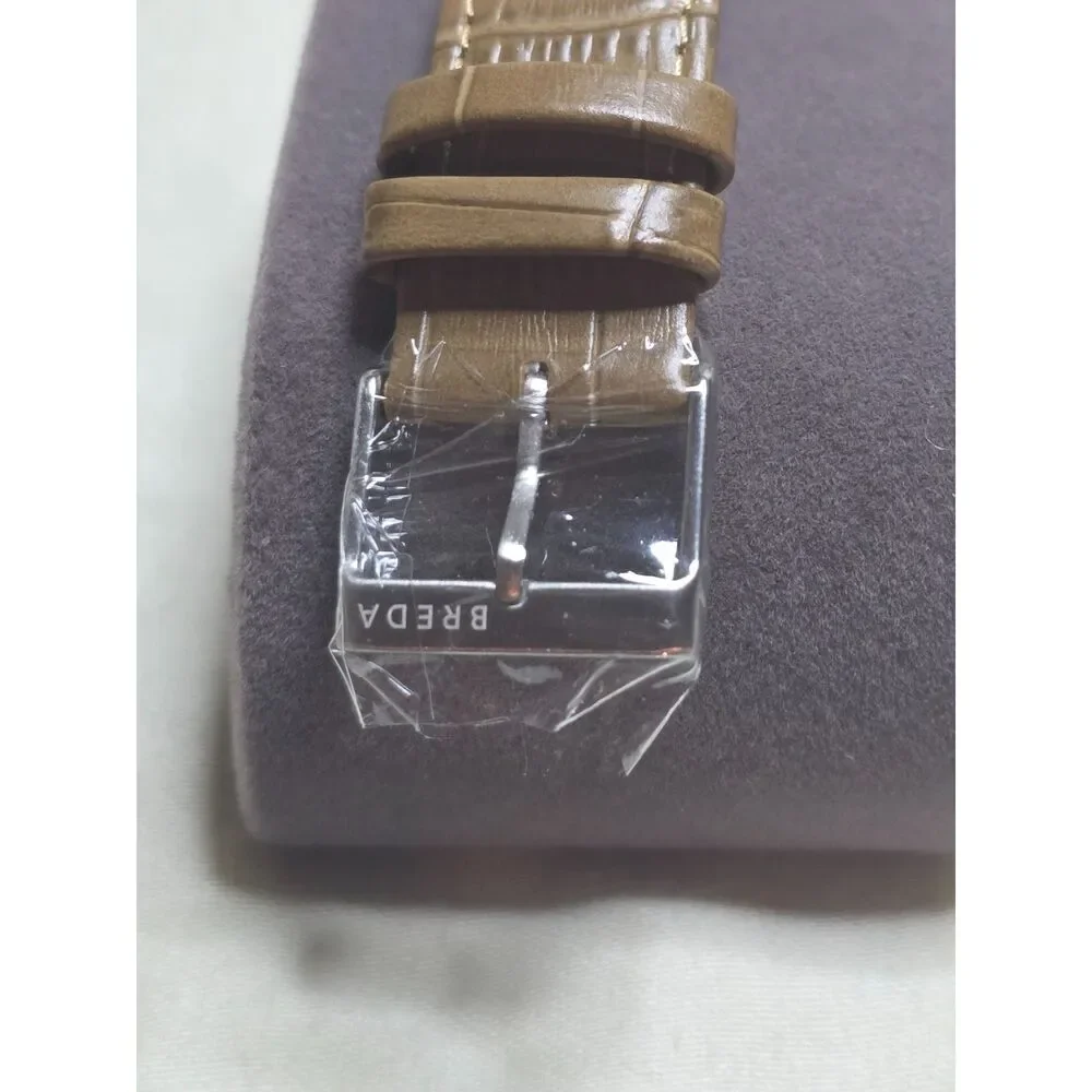 BREDA Virgil 1736j Green Dial Tank Watch Tan Leather Box NIB Unworn Tank